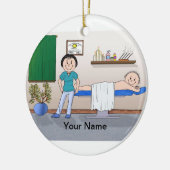 マッサージセラピスト-女性、オスの顧客 セラミックオーナメント (左)