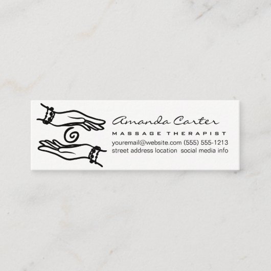マッサージセラピスト | 癒しの手 スキニー名刺 (正面)