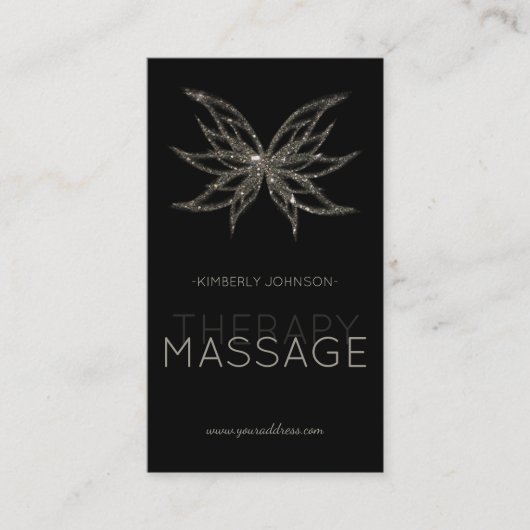 マッサージセラピーきらめくフラワーブロッサムカード 名刺 (正面)