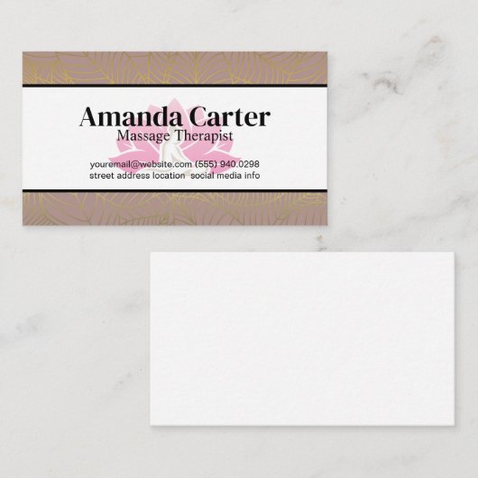 マッサージセラピーのロゴ | 金ゴールド離れパターン 名刺 (正面/裏面)