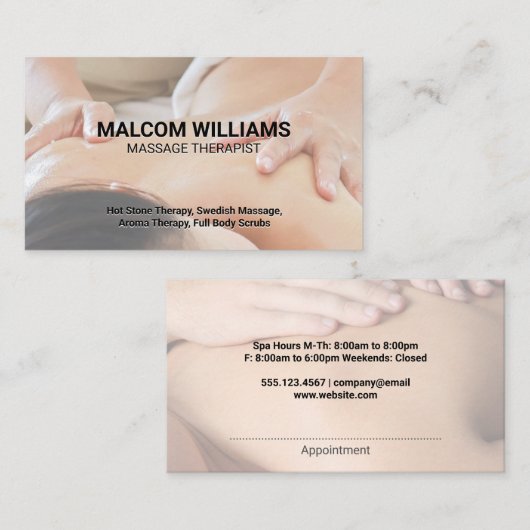 マッサージセラピーアポイントメントカード 予約カード (正面/裏面)