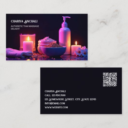 マッサージセラピーカスタムQR 名刺 (正面/裏面)