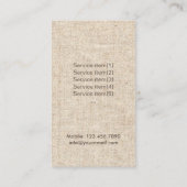 マッサージセラピークラシーフラワー&バーラップヒーリングスパ 名刺 (裏面)