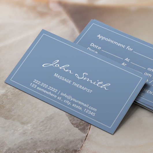 マッサージセラピーシンプルブルーアポイントメント 予約カード