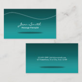 マッサージセラピースタイリッシュティール(緑がかった色) 名刺 (正面/裏面)