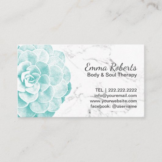マッサージセラピースパ多肉大エレガント理石 名刺 (正面)