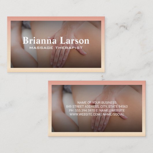 マッサージセラピーセッション | 背中マッサージ 名刺 (正面/裏面)
