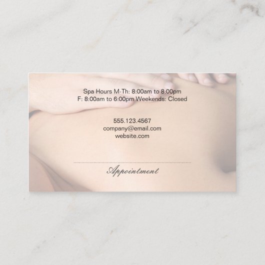 マッサージセラピーセッション | 花と葉 予約カード (裏面)