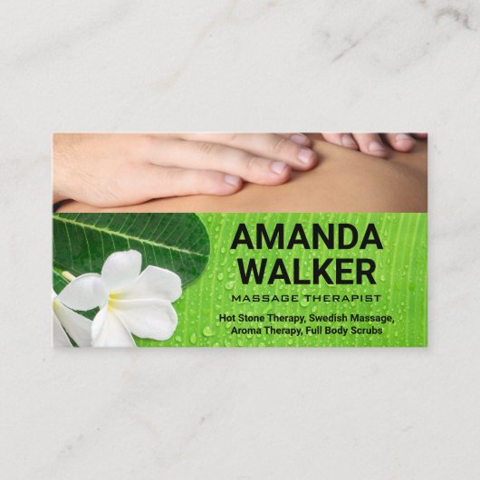 マッサージセラピーセッション | 花と葉 予約カード (正面)