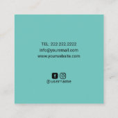 マッサージセラピーティール(緑がかった色)ヒーリングハンズ&ロータスフラワー スクエア名刺 (裏面)