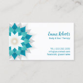 マッサージセラピーティール(緑がかった色)ロータスフラワーヨガスパサロン 名刺 (正面)