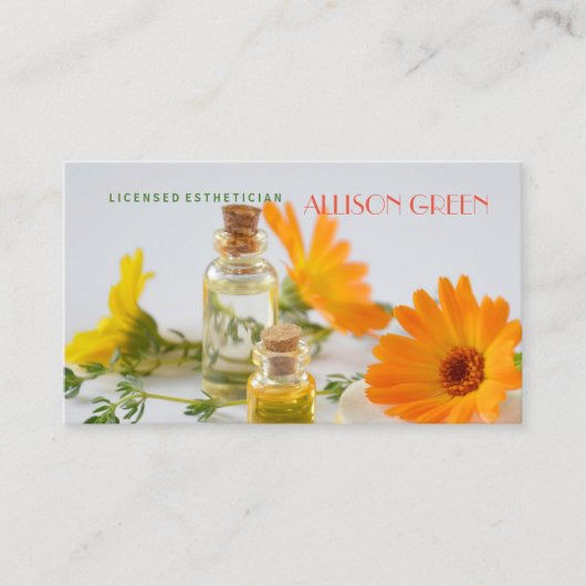 マッサージセラピーデイジーエッセンシャル油アロマセラピー 名刺 (正面)