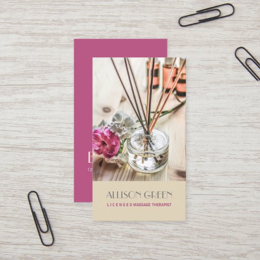 マッサージセラピーナチュラルエッセンシャル油アロマセラピー 名刺 (正面/裏面インサイチュ)