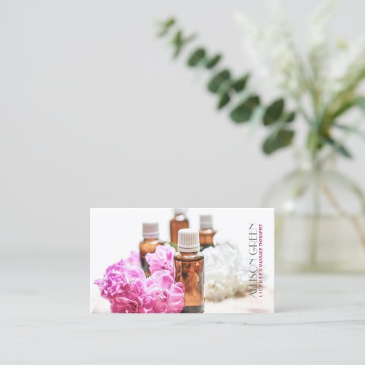 マッサージセラピーナチュラルエッセンシャル油アロマセラピー 名刺 (スタンド正面)