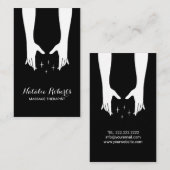 マッサージセラピーヒーリングハンズウェルネスプレーンブラック 名刺 (正面/裏面)