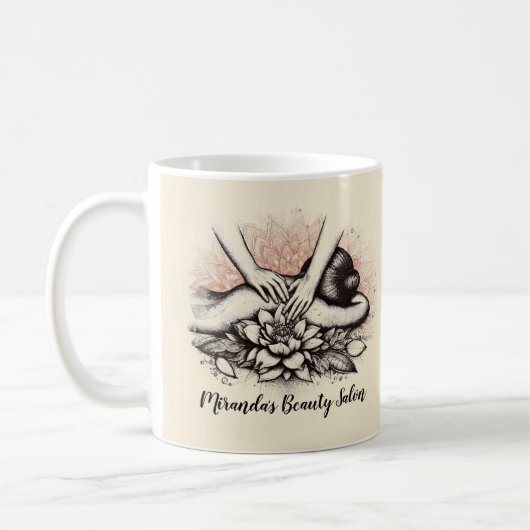 マッサージセラピーヒーリングハンズエネルギースパウェルネス コーヒーマグカップ (左)