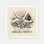 マッサージセラピーヒーリングハンズエネルギースパウェルネス スタンダードカクテルナプキン (正面)