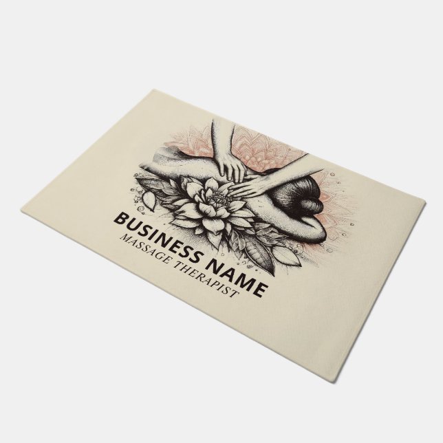 マッサージセラピーヒーリングハンズエネルギースパウェルネス ドアマット (アングル)