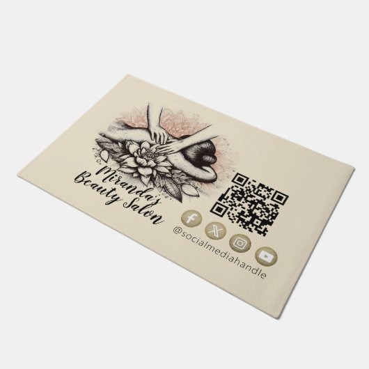 マッサージセラピーヒーリングハンズエネルギースパウェルネス ドアマット (アングル)