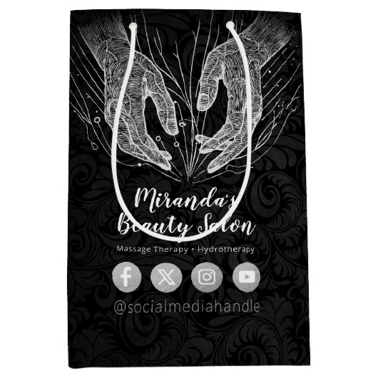 マッサージセラピーヒーリングハンズエネルギースパウェルネス ミディアムペーパーバッグ (正面)