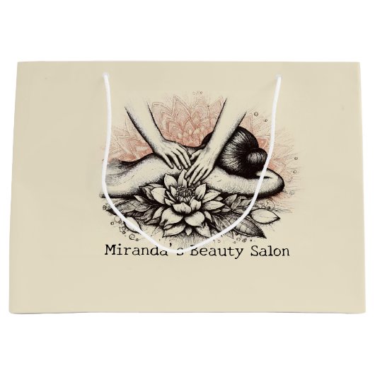 マッサージセラピーヒーリングハンズエネルギースパウェルネス ラージペーパーバッグ (正面)