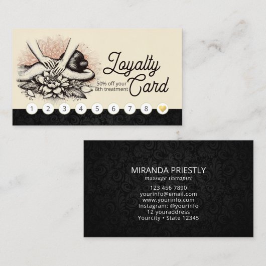 マッサージセラピーヒーリングハンズエネルギースパウェルネス ロイヤリティカード (正面/裏面)