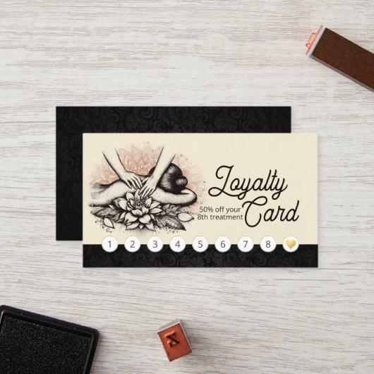 マッサージセラピーヒーリングハンズエネルギースパウェルネス ロイヤリティカード (正面/裏面インサイチュ)