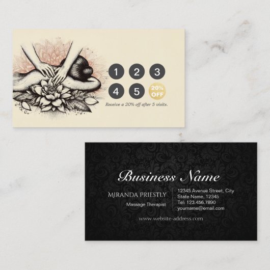 マッサージセラピーヒーリングハンズエネルギースパウェルネス ロイヤリティカード (正面/裏面)