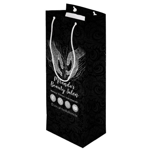 マッサージセラピーヒーリングハンズエネルギースパウェルネス ワインギフトバッグ (裏面アングル)