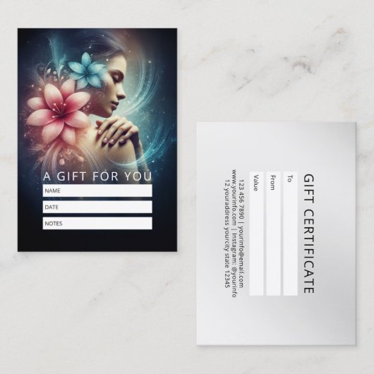 マッサージセラピーヒーリングハンズエネルギースパウェルネス 予約カード (正面/裏面)