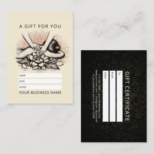 マッサージセラピーヒーリングハンズエネルギースパウェルネス 予約カード (正面/裏面)