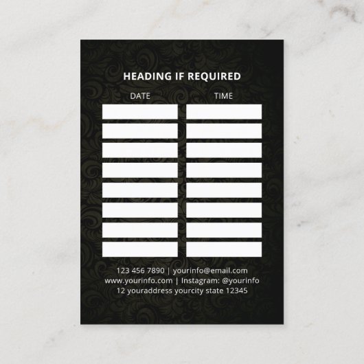 マッサージセラピーヒーリングハンズエネルギースパウェルネス 予約カード (裏面)