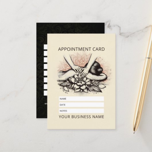 マッサージセラピーヒーリングハンズエネルギースパウェルネス 予約カード (正面/裏面インサイチュ)