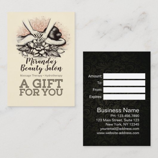 マッサージセラピーヒーリングハンズエネルギースパウェルネス 割引カード (正面/裏面)