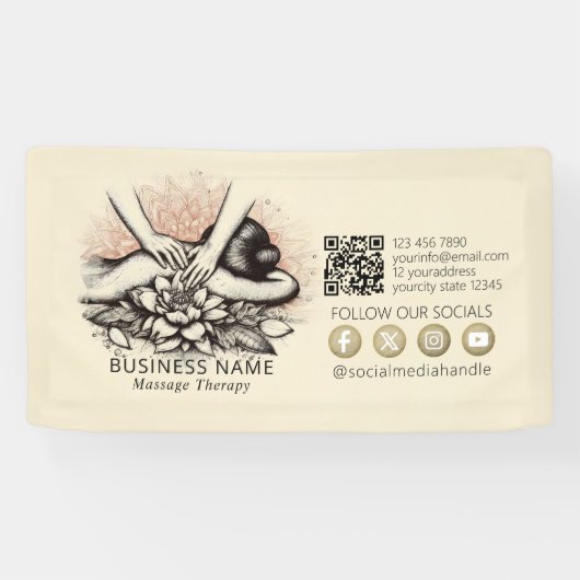 マッサージセラピーヒーリングハンズエネルギースパウェルネス 横断幕 (横)