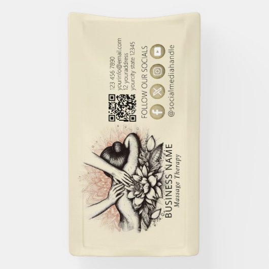 マッサージセラピーヒーリングハンズエネルギースパウェルネス 横断幕 (縦)