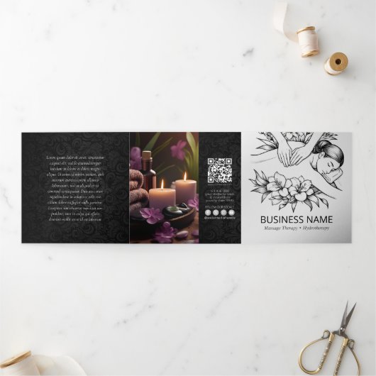 マッサージセラピーヒーリングハンズエネルギースパ3折 三つ折りカード (外部)