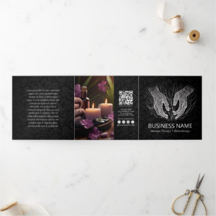 マッサージセラピーヒーリングハンズエネルギースパ3折 三つ折りカード