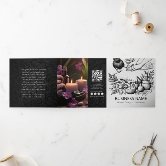 マッサージセラピーヒーリングハンズエネルギースパ3折 三つ折りカード (外部)