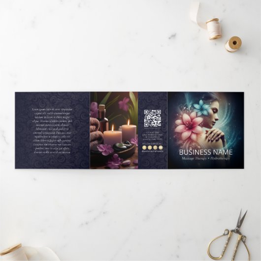 マッサージセラピーヒーリングハンズエネルギースパ3折 三つ折りカード (外部)