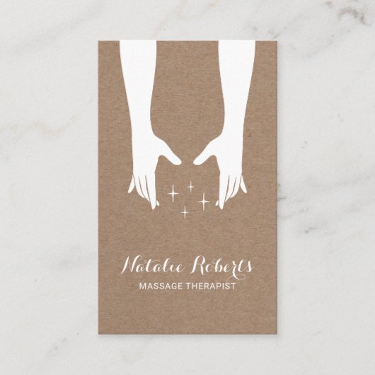 マッサージセラピーヒーリングハンズスパ素朴クラフト 名刺 (正面)