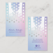 マッサージセラピーヒーリングハンズパステルパープルブルー 名刺 (正面/裏面)