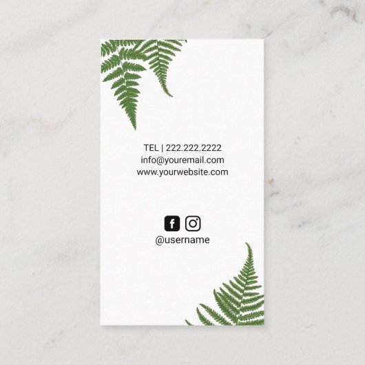 マッサージセラピーヒーリングハンズファーンボタニカルスパ 名刺 (裏面)