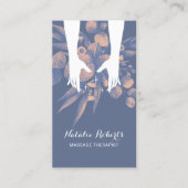 マッサージセラピーヒーリングハンズブルーピンクグリーン 名刺 (正面)