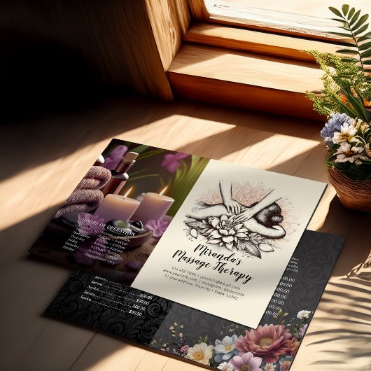 マッサージセラピーヒーリングハンズプライスバイフォールドフライヤー