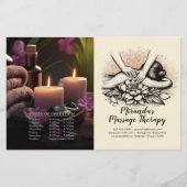 マッサージセラピーヒーリングハンズプライスバイフォールドフライヤー (正面)