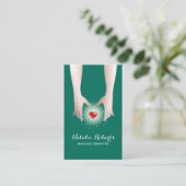 マッサージセラピーヒーリングハンズ&ハートティール(緑がかった色) 名刺 (スタンド正面)