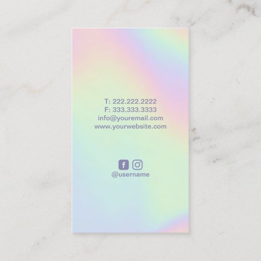 マッサージセラピーヒーリングハンドスパホログラフィック 名刺 (裏面)