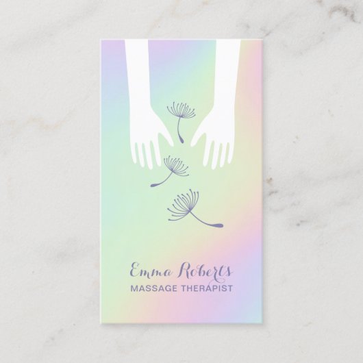 マッサージセラピーヒーリングハンドスパホログラフィック 名刺 (正面)
