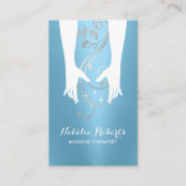 マッサージセラピーヒーリングハンドスパモダンブルー 名刺 (正面)